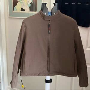 L.L.Bean Riding Style Insulated Cropped Barn Jacket Brown Khaki Fleece Lined M
